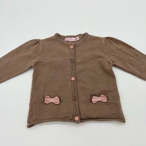 Gemo brown Sparkly baby cardigan with Pink Bows 6 Months